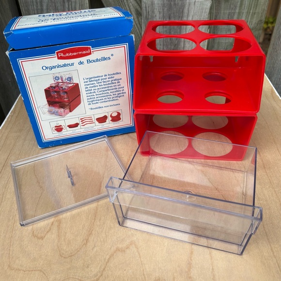 Rubbermaid Vintage Red Baby Bottle Organizer With Drawer - Picture 2 of 16